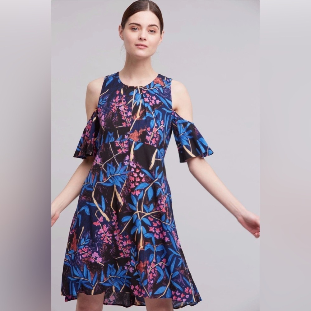 ANTHROPOLOGIE ELIA OPEN-SHOULDER DRESS by MAEVE Sz 4
